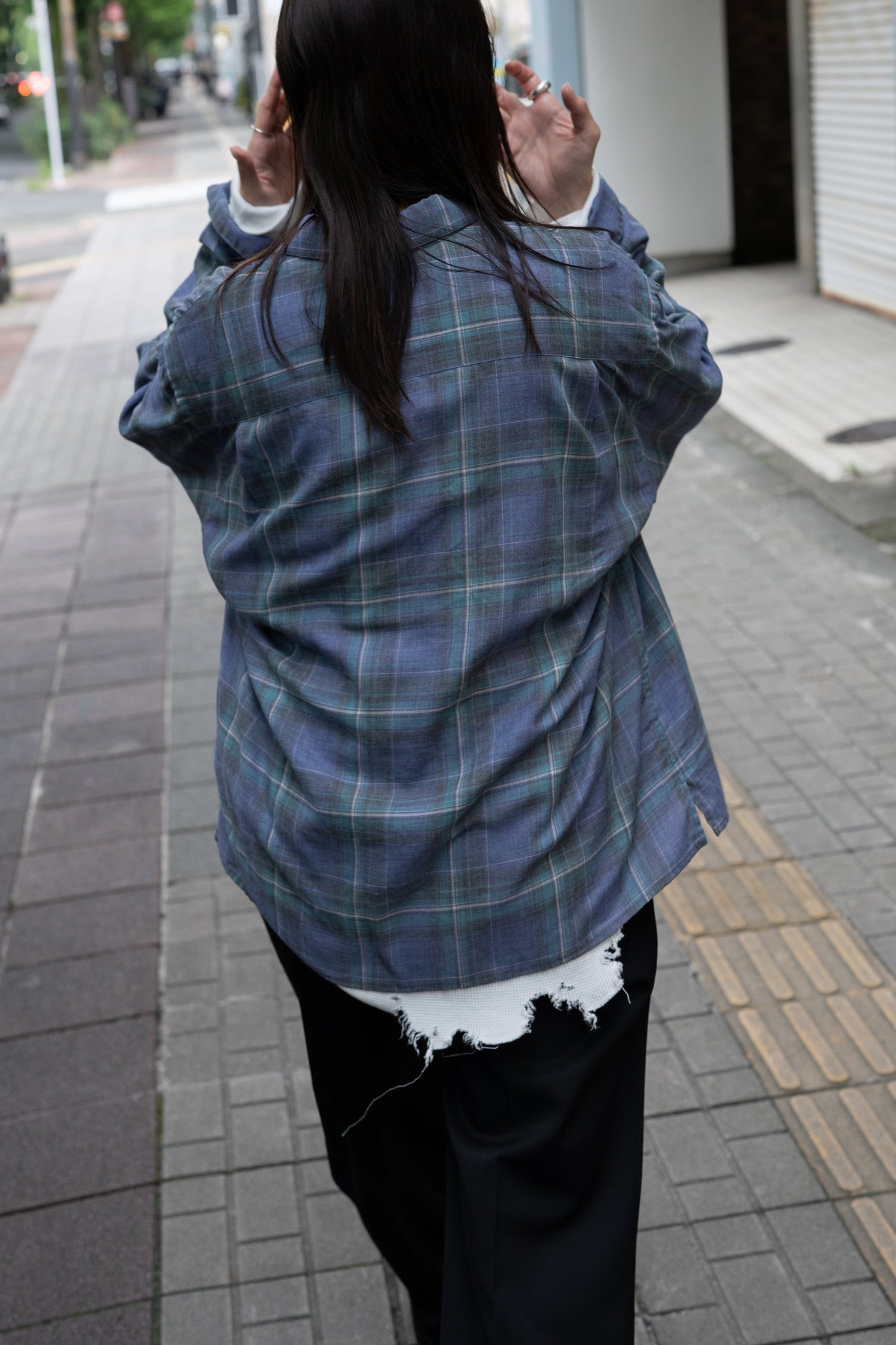 paratrait/ CHECK LS SHIRTS "GREEN"