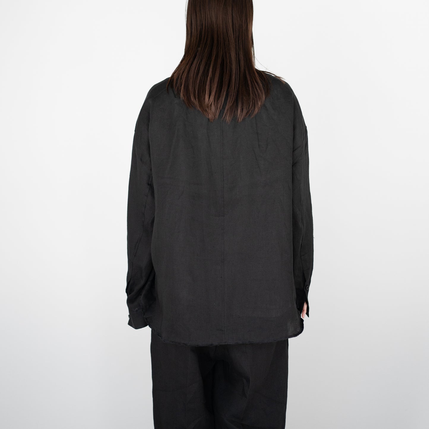 ANCELLM / 100/S LINEN TAILORED SHIRT "BLACK"