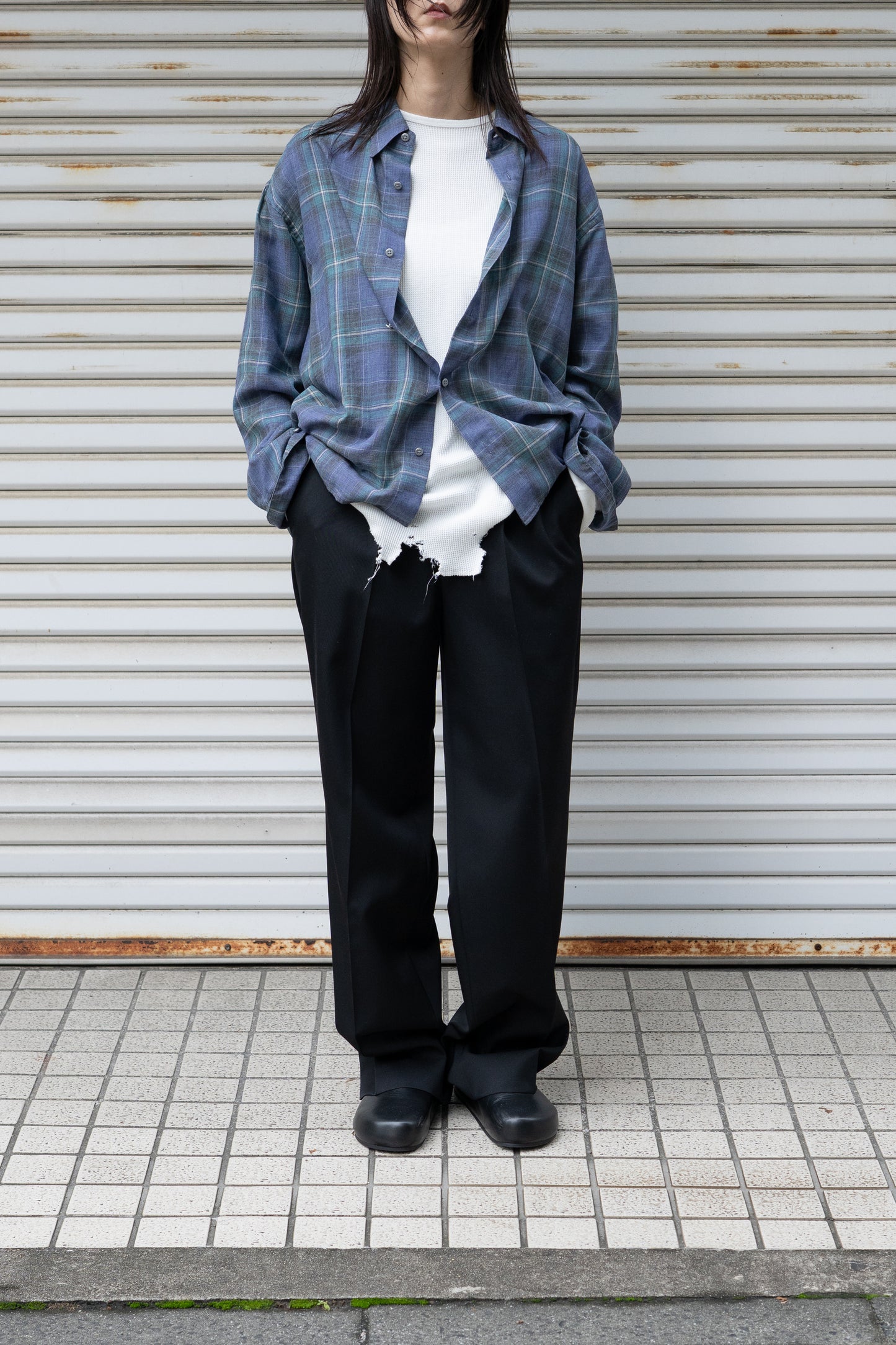 paratrait/ CHECK LS SHIRTS "GREEN"