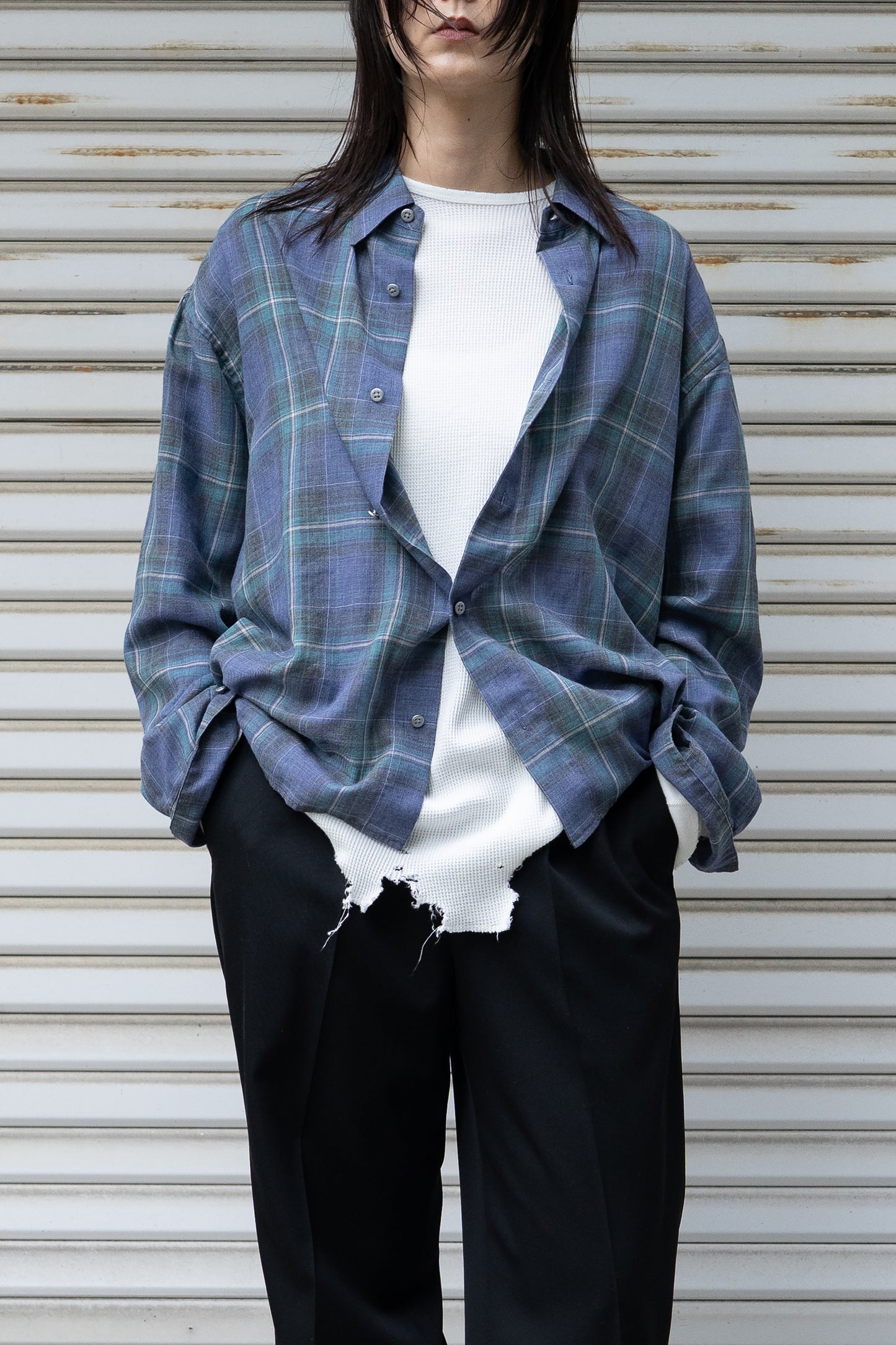 paratrait/ CHECK LS SHIRTS "GREEN"