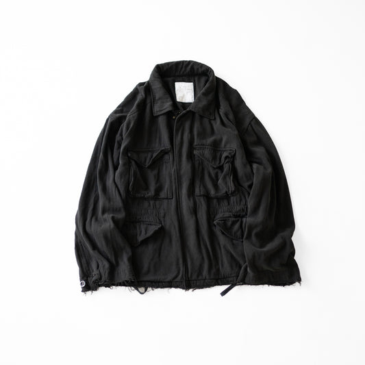 ANCELLM / SILK SUEDE FIELD JACKET "BLACK"