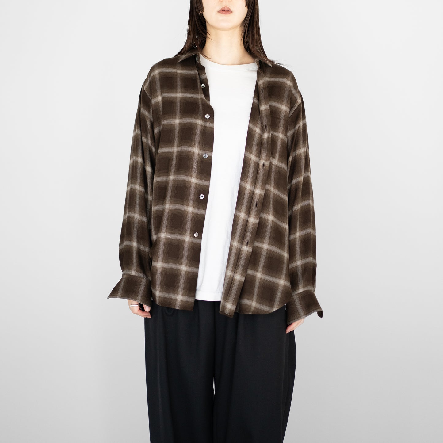 ssstein/ LY/VIS CHECK OVERSIZED LS SHIRT "BROWN OMBRE"
