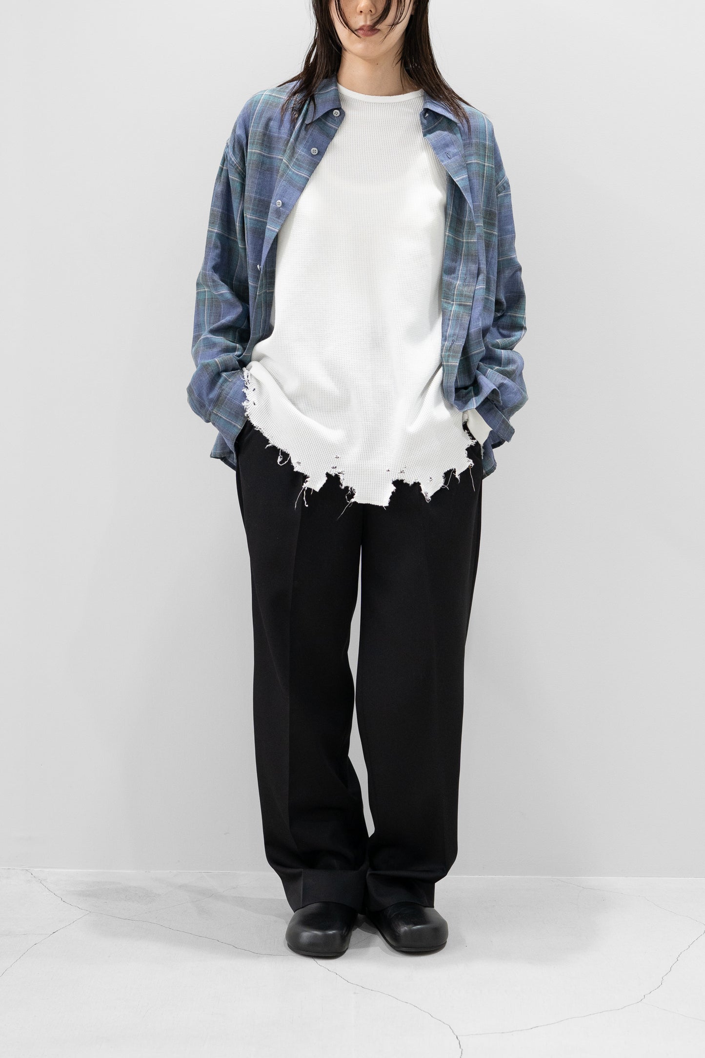 paratrait/ CHECK LS SHIRTS "GREEN"