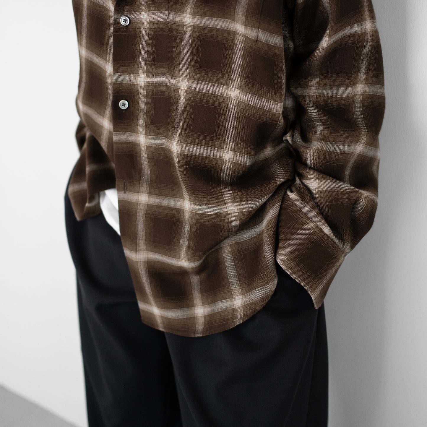 ssstein/ LY/VIS CHECK OVERSIZED LS SHIRT "BROWN OMBRE"
