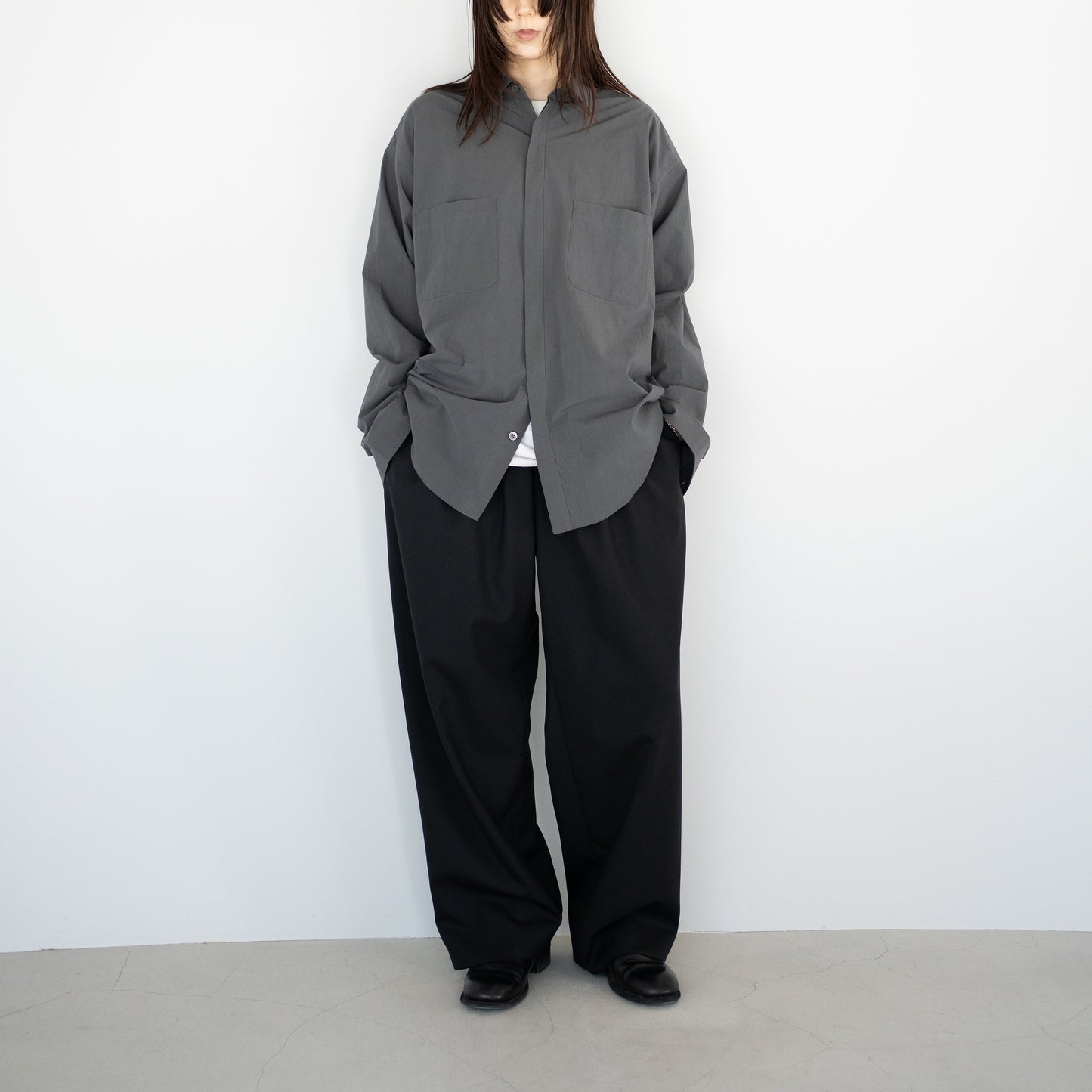 Antwort / COTTON TYPEWRITER FLY FRONT SHIRT "GREY"