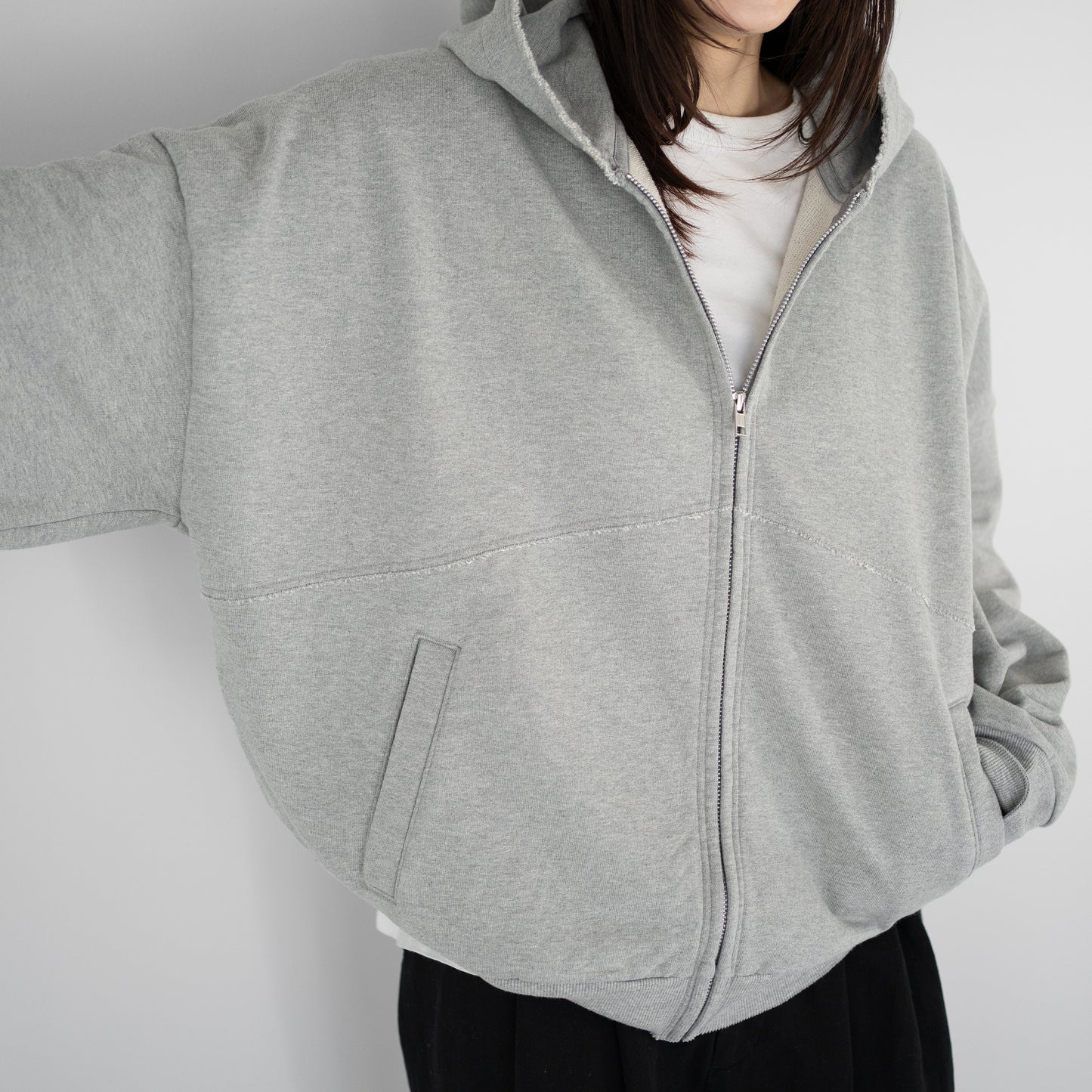 Antwort / CUT OFF ZIP HOODIE "GREY"
