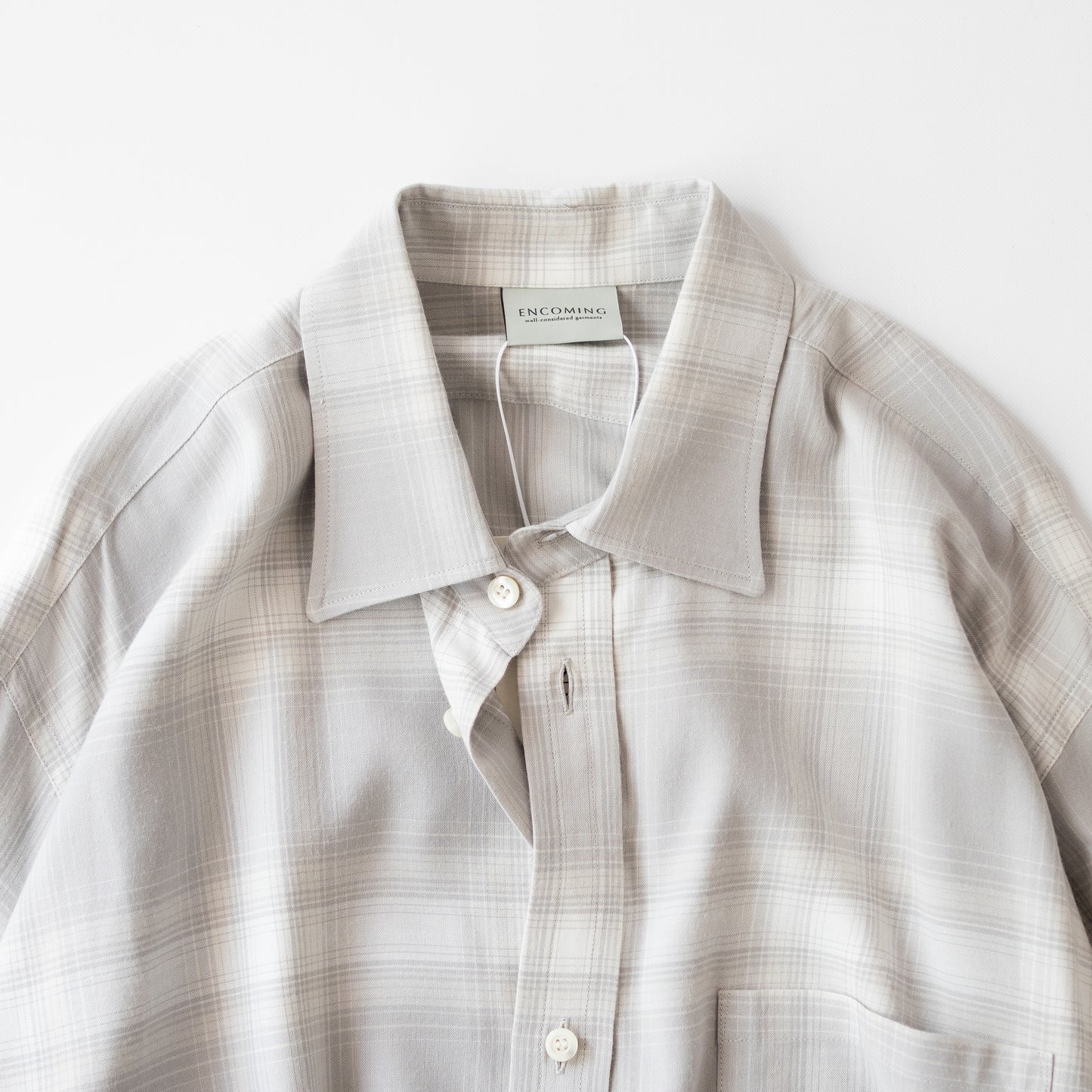 ENCOMING/ CLASSIC LONG SLEEVE SHIRT "WHITE CHECK"