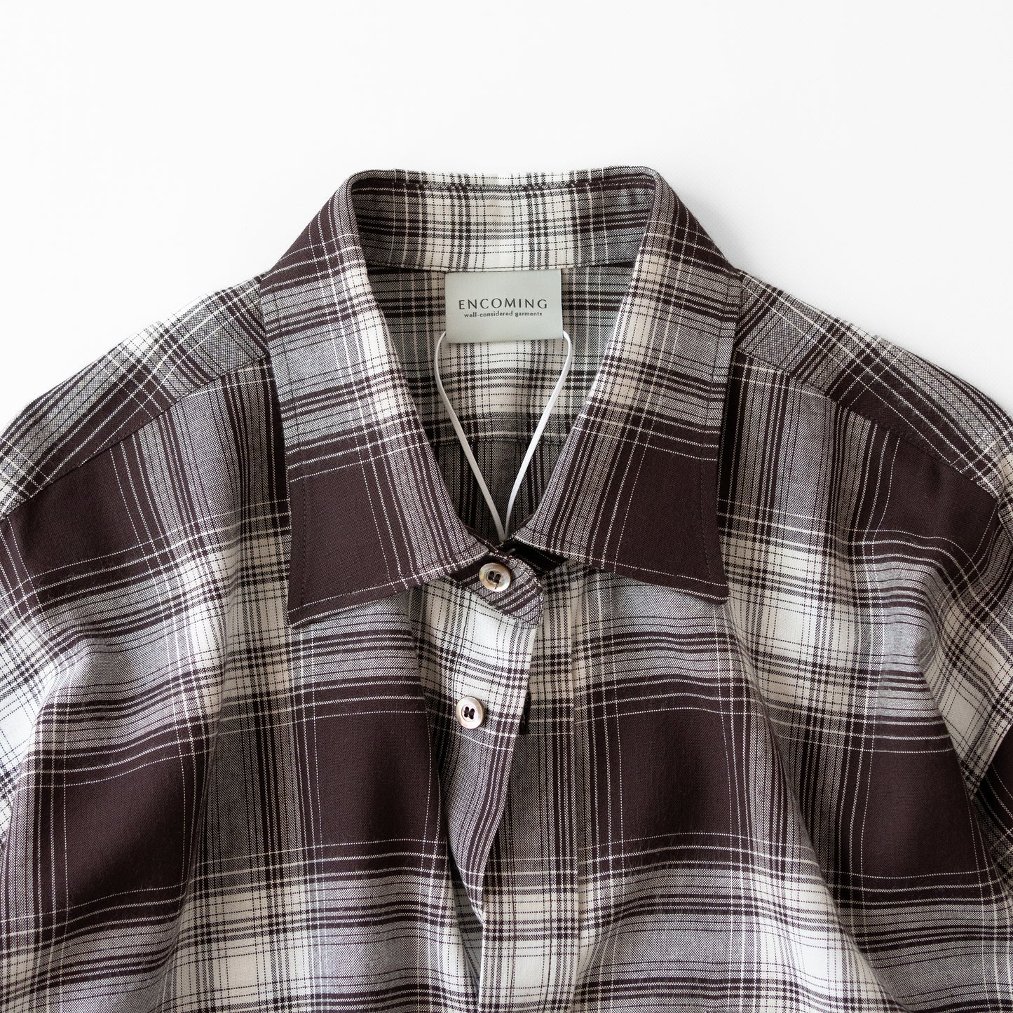 ENCOMING/ CLASSIC LONG SLEEVE SHIRT "BROWN CHECK"