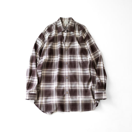 ENCOMING/ CLASSIC LONG SLEEVE SHIRT "BROWN CHECK"