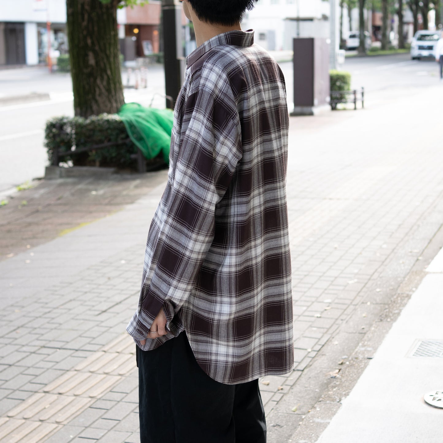 ENCOMING/ CLASSIC LONG SLEEVE SHIRT "BROWN CHECK"