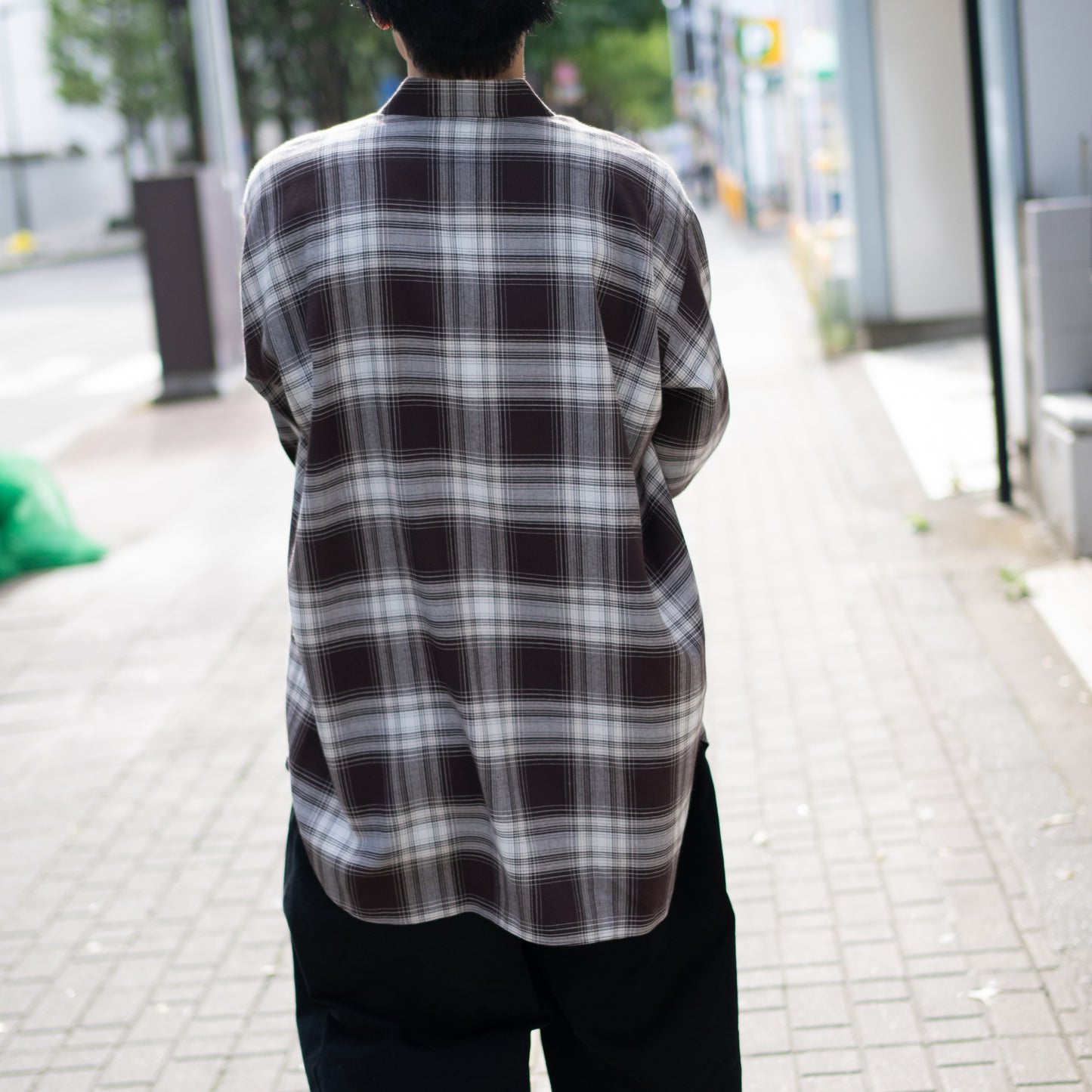 ENCOMING/ CLASSIC LONG SLEEVE SHIRT "BROWN CHECK"