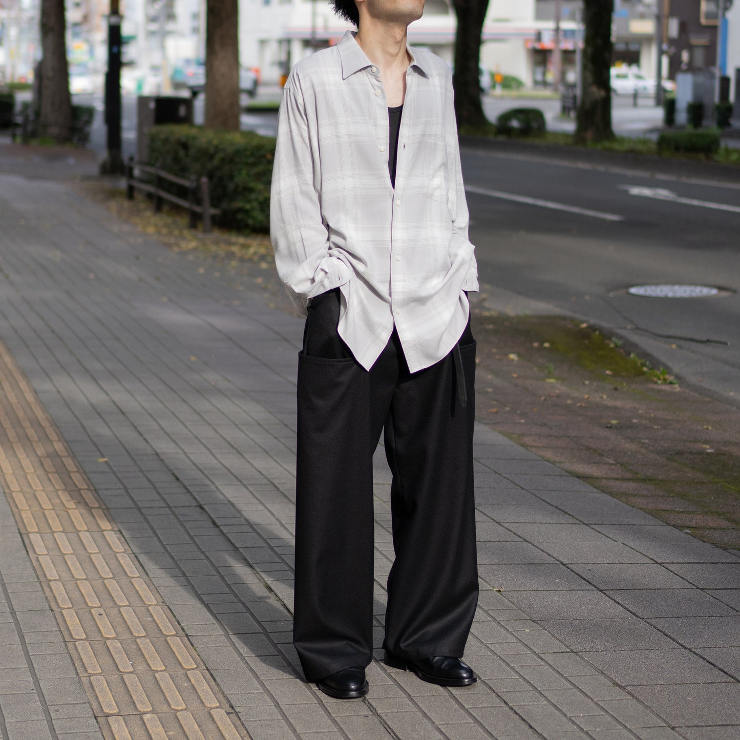 ENCOMING/ CLASSIC LONG SLEEVE SHIRT "WHITE CHECK"