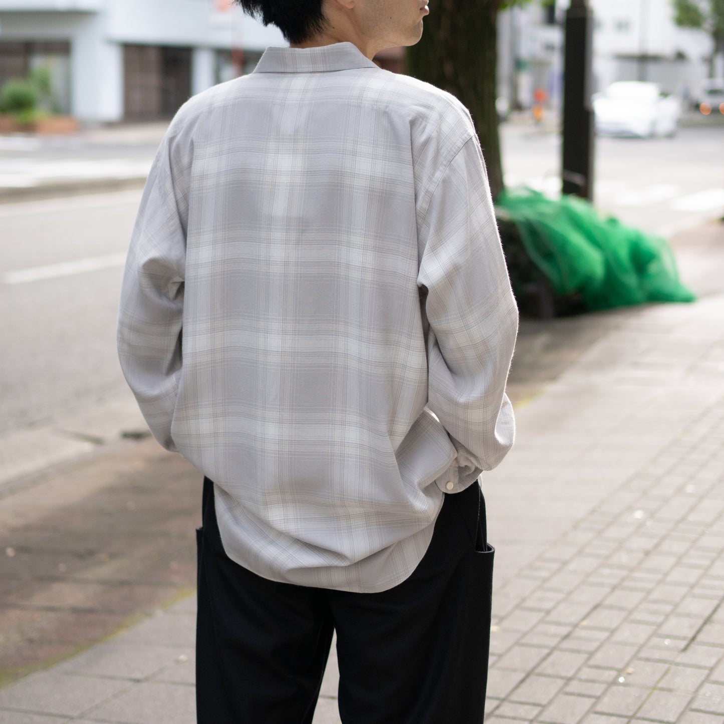 ENCOMING/ CLASSIC LONG SLEEVE SHIRT "WHITE CHECK"
