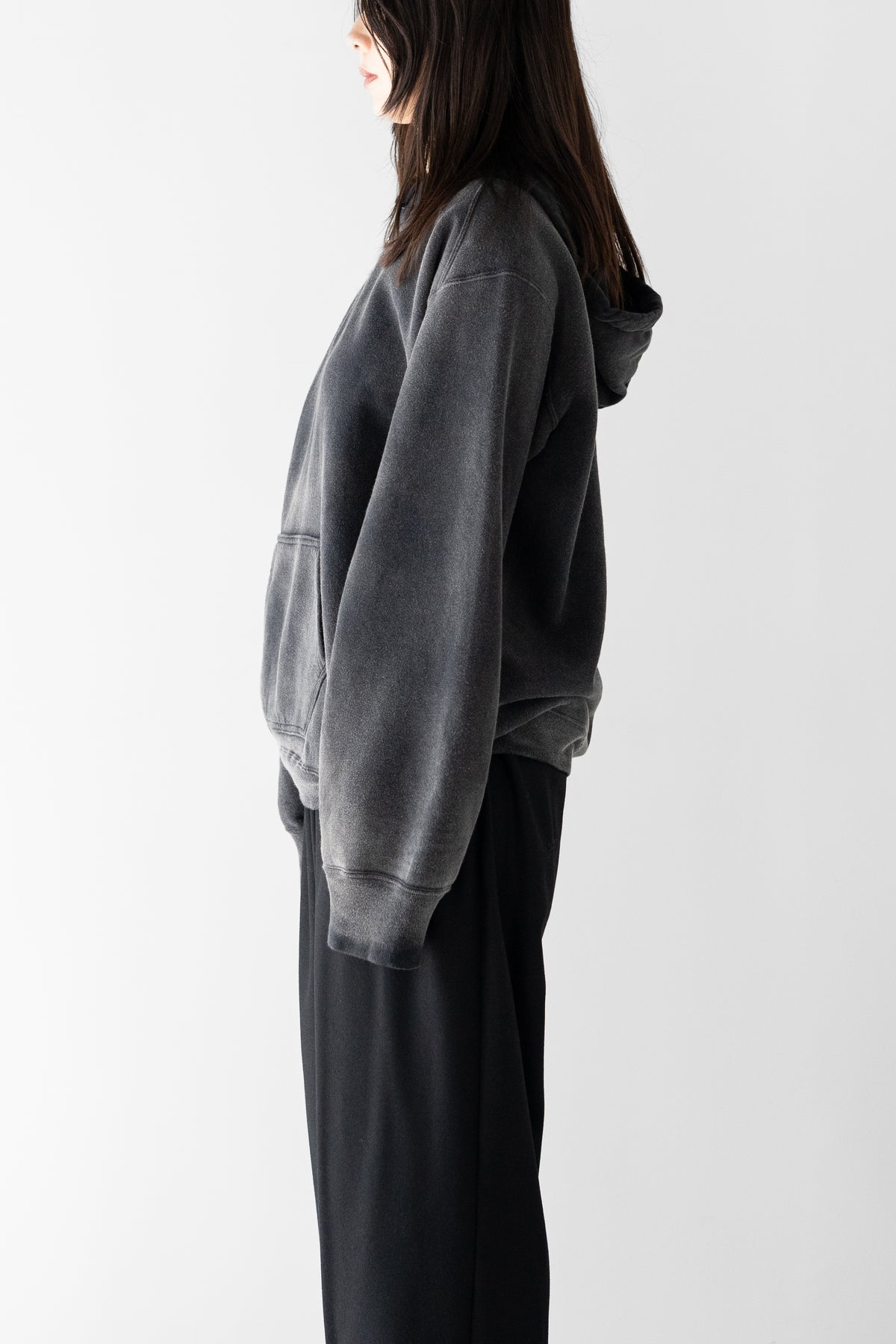 ANCELLM / FLEECE-LINED SWEAT HOODIE "BLACK"