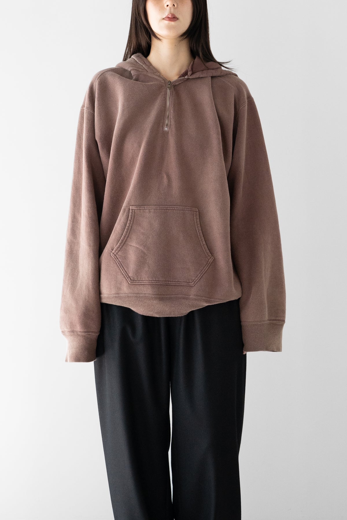 ANCELLM / FLEECE-LINED SWEAT HOODIE "MARRON"
