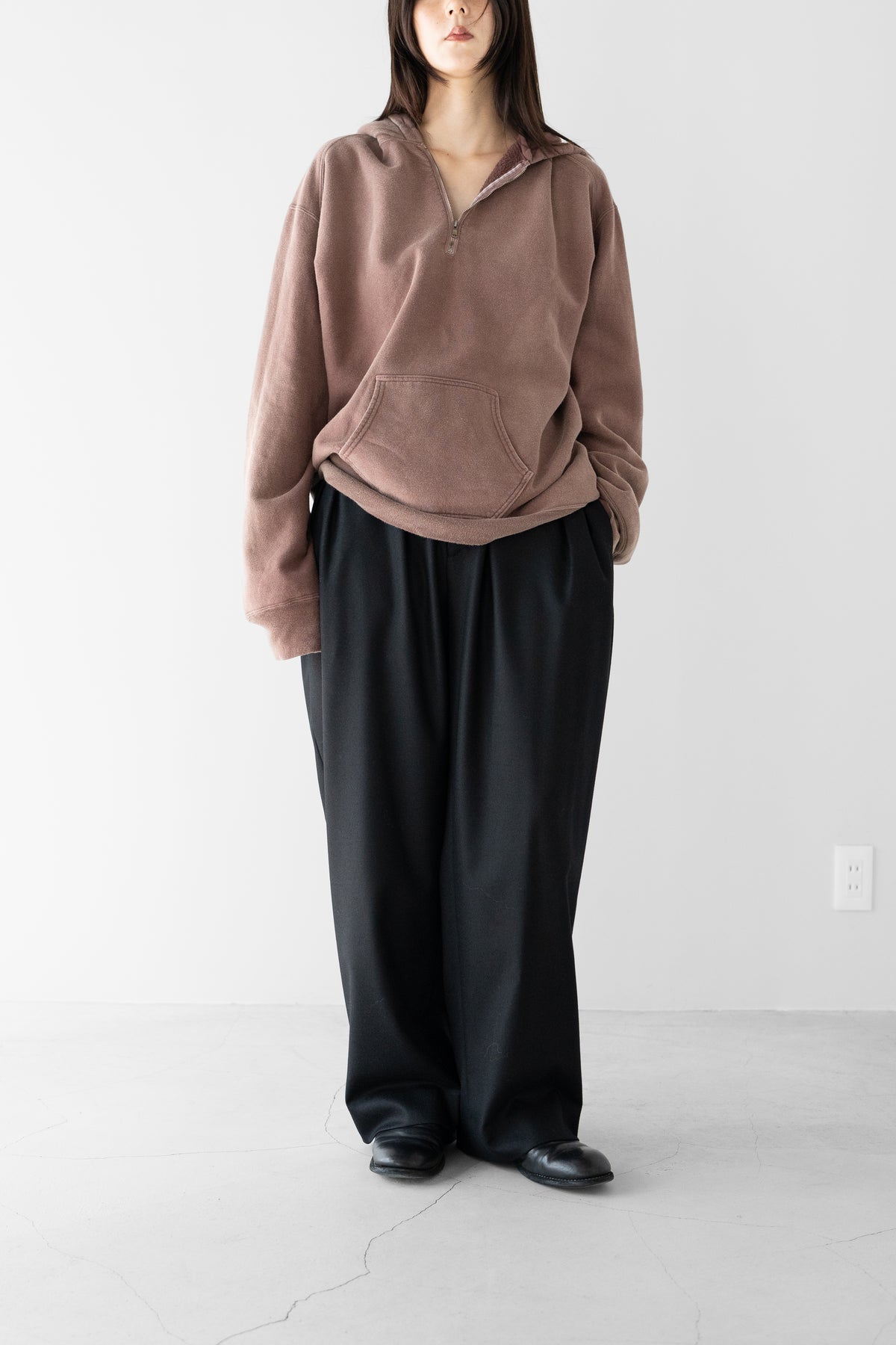 ANCELLM / FLEECE-LINED SWEAT HOODIE "MARRON"