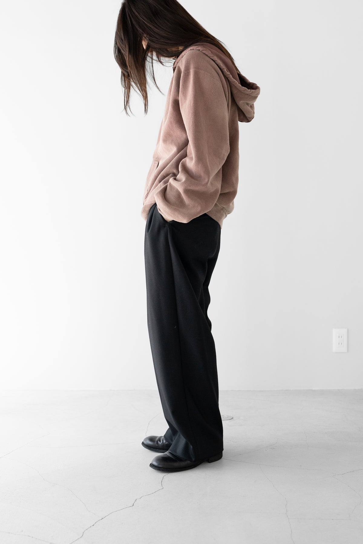 ANCELLM / FLEECE-LINED SWEAT HOODIE "MARRON"