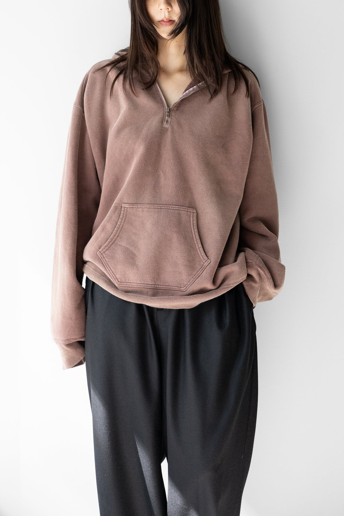 ANCELLM / FLEECE-LINED SWEAT HOODIE "MARRON"
