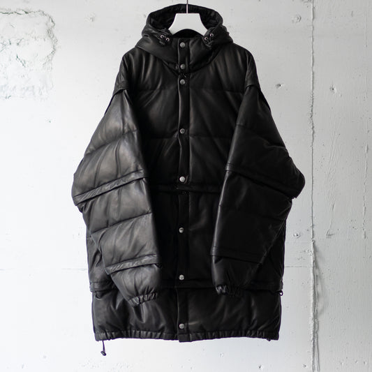 YOKE/ LEATHER MULTI DETACHABLE RV DOWN JACKET "BLACK"