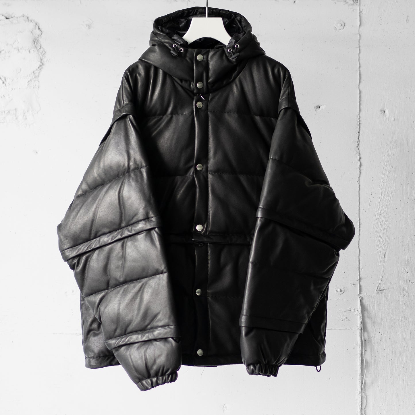 YOKE/ LEATHER MULTI DETACHABLE RV DOWN JACKET "BLACK"