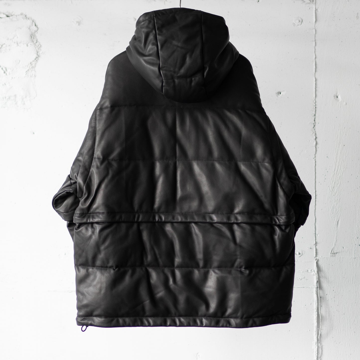 YOKE/ LEATHER MULTI DETACHABLE RV DOWN JACKET "BLACK"