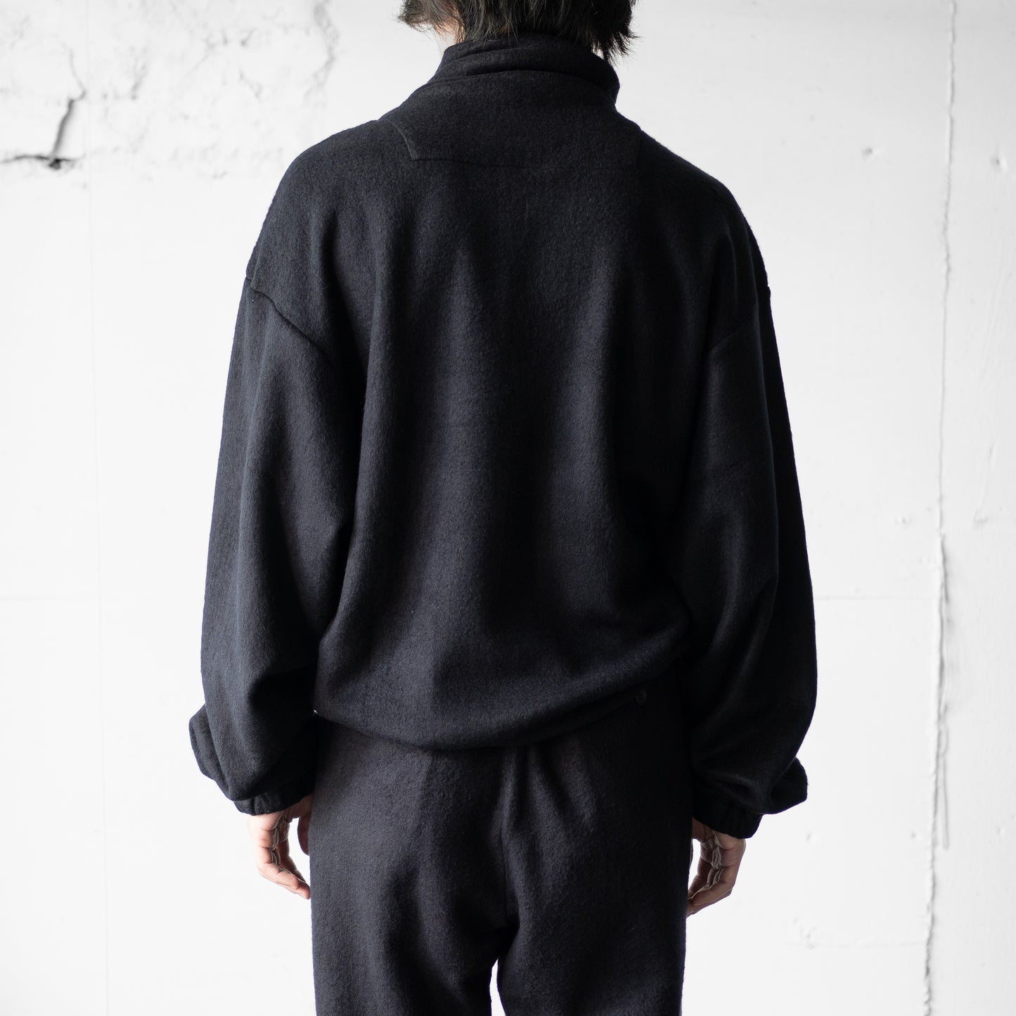 YOKE/ SILK FREECE HALF ZIP PULLOVER "BLACK"