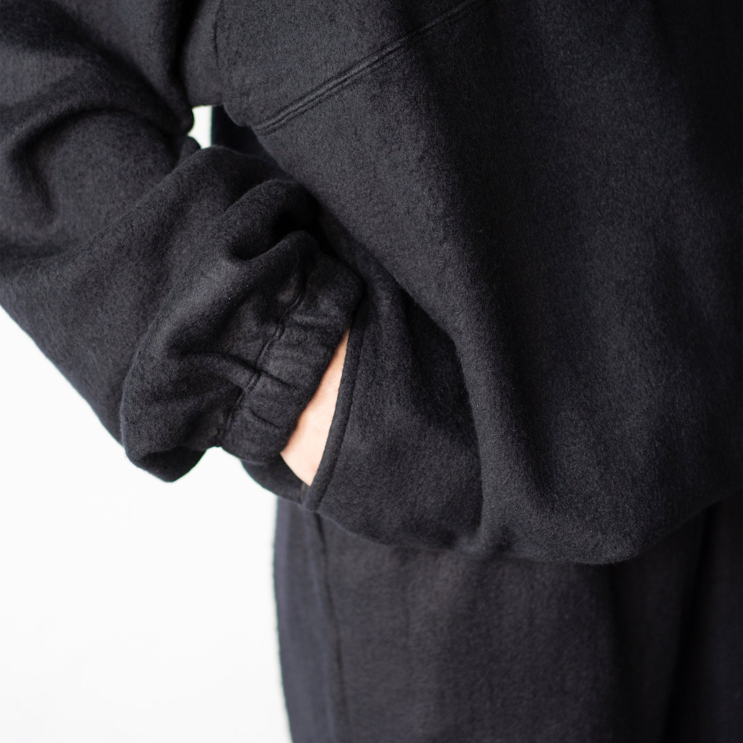 YOKE/ SILK FREECE HALF ZIP PULLOVER "BLACK"