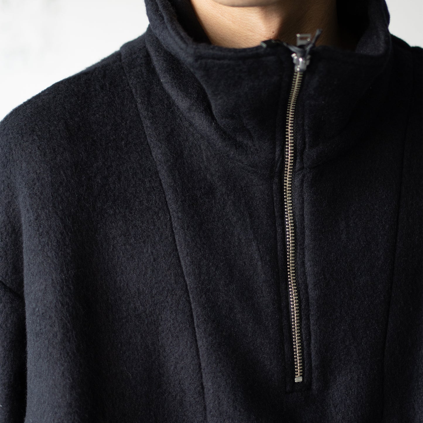 YOKE/ SILK FREECE HALF ZIP PULLOVER "BLACK"