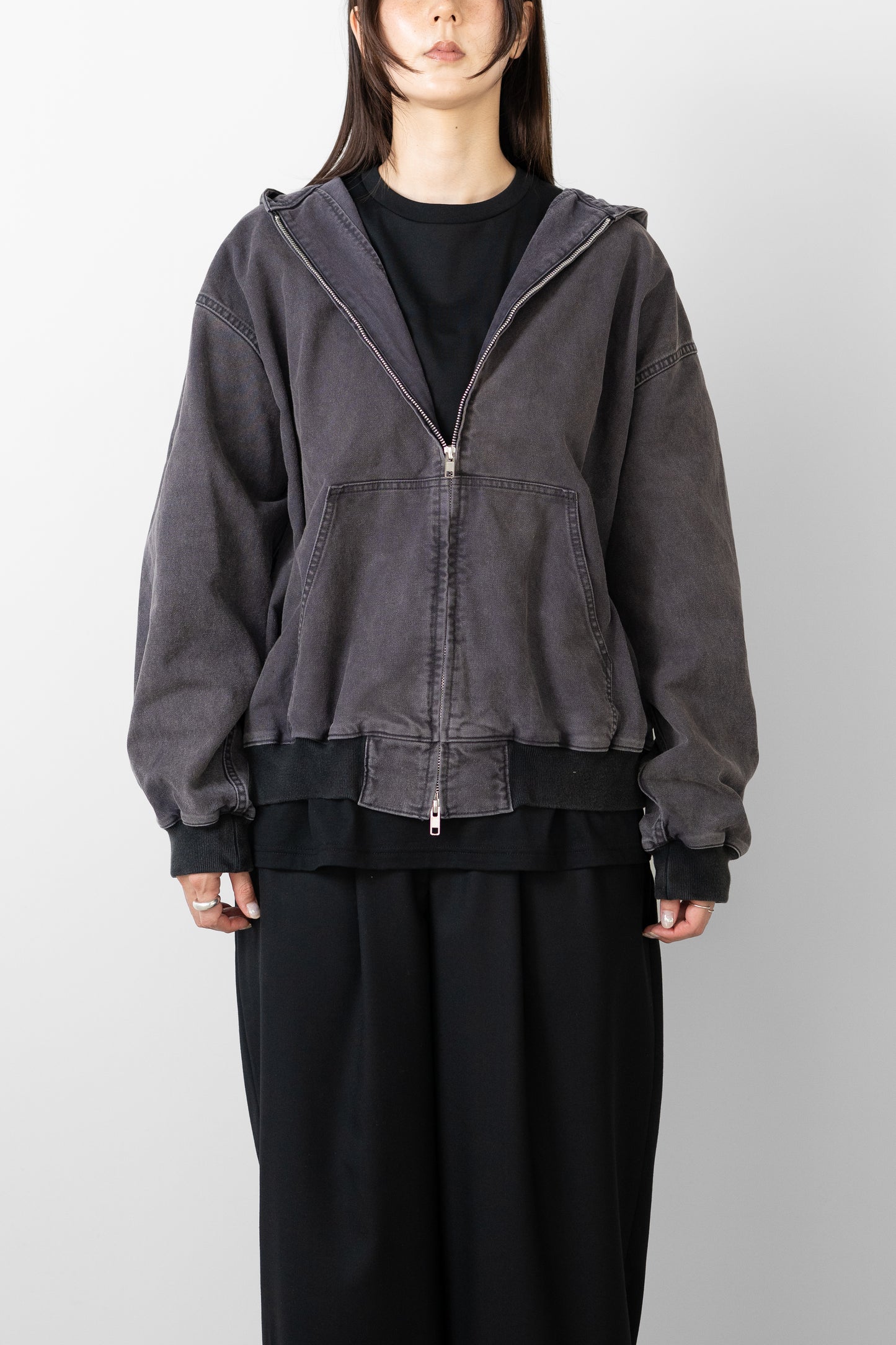 ssstein/ SULFUR DYED OXFORD VINTAGE HOOD JACKET "BLACK"
