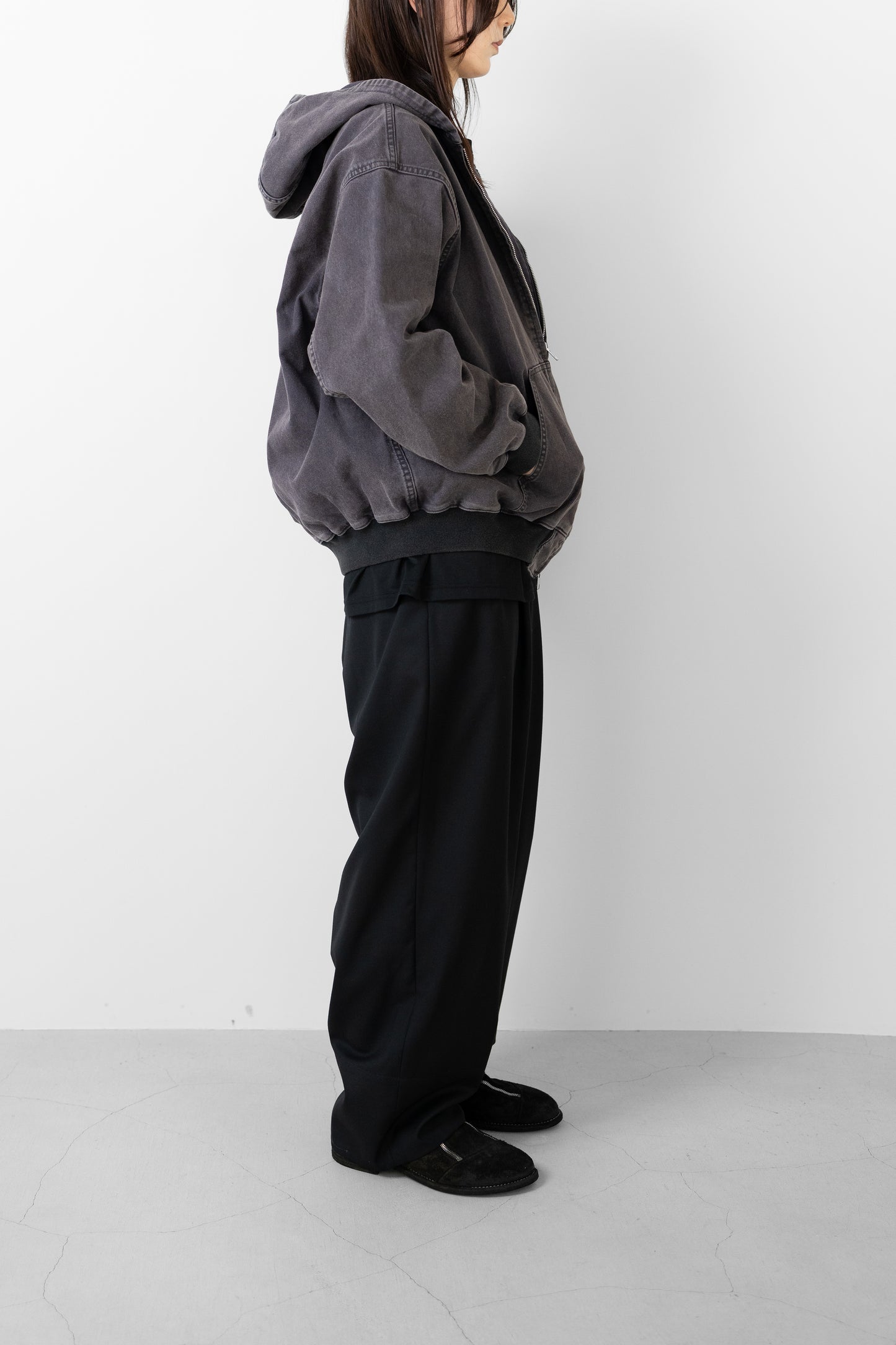 ssstein/ SULFUR DYED OXFORD VINTAGE HOOD JACKET "BLACK"
