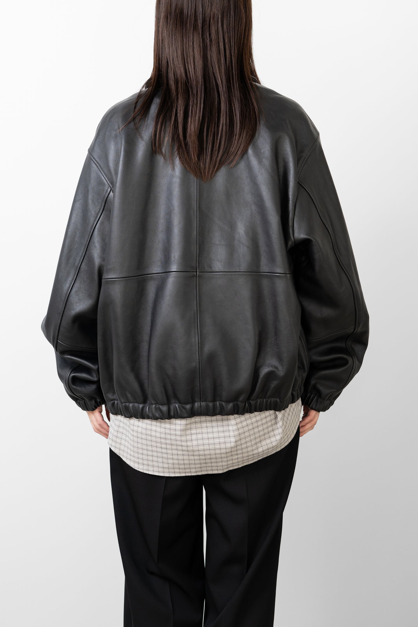 ssstein/ SHEEP LEATHER ZIP SHORT JACKET "BLACK"