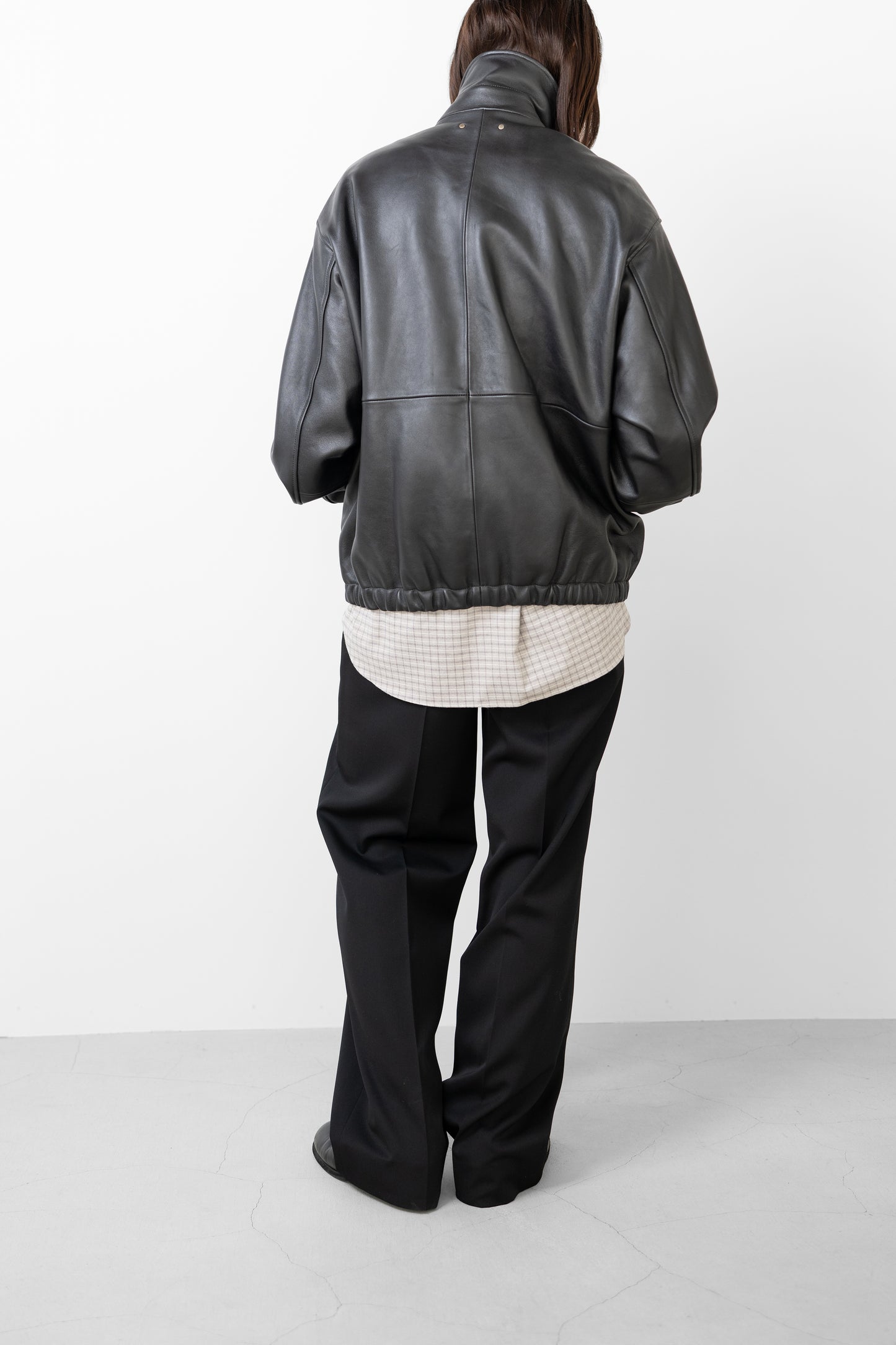 ssstein/ SHEEP LEATHER ZIP SHORT JACKET "BLACK"