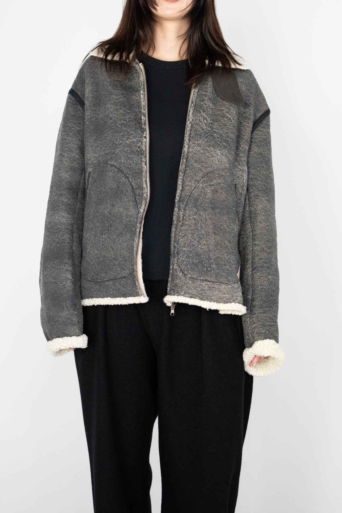 ANTHEM A/ CRACK WOOL BOA BOMBER JACKET "Carbon"