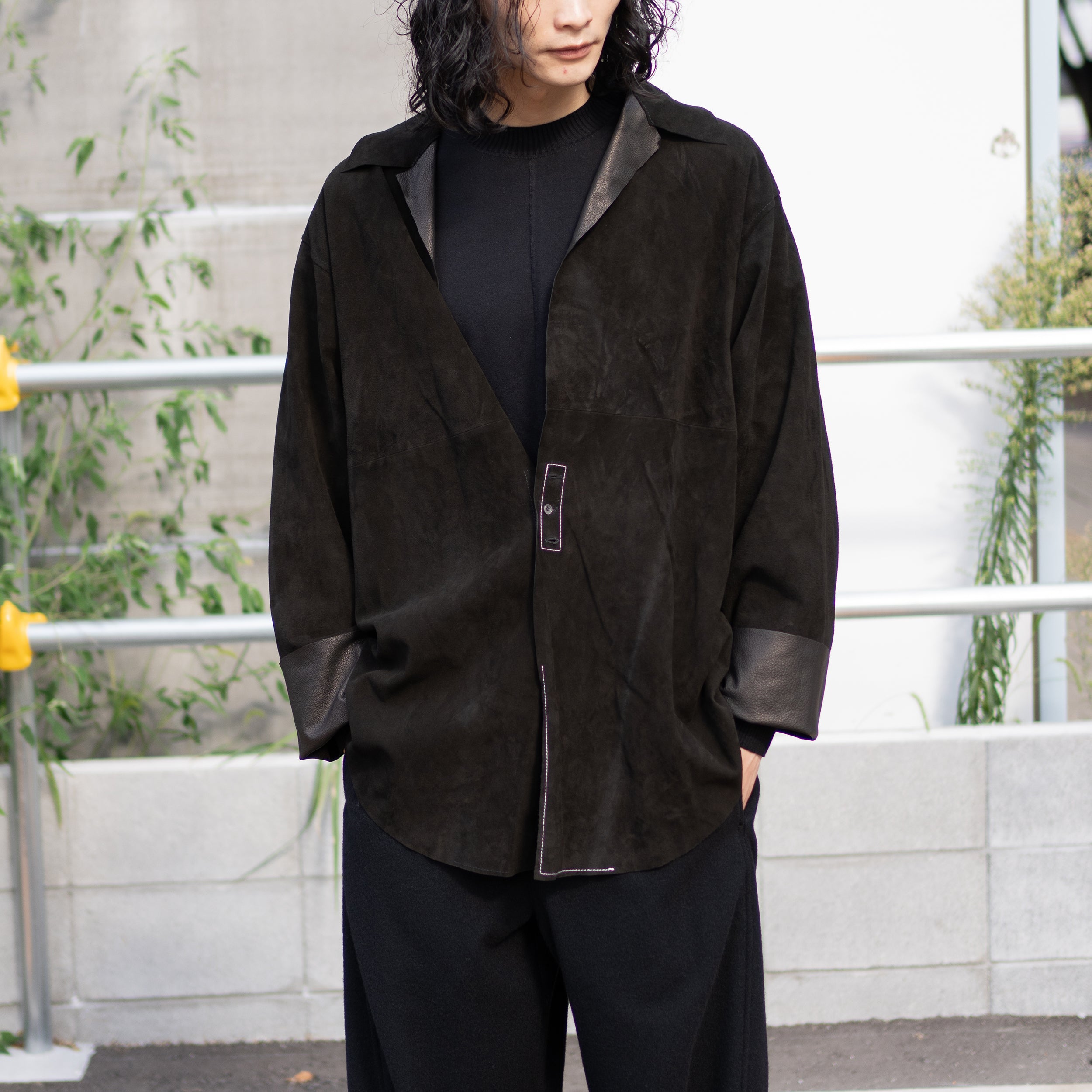 【barbell object】 25aw 3b sh BLACK 1 barbell object(バーベルオブジェクト) / leather 3b sh 