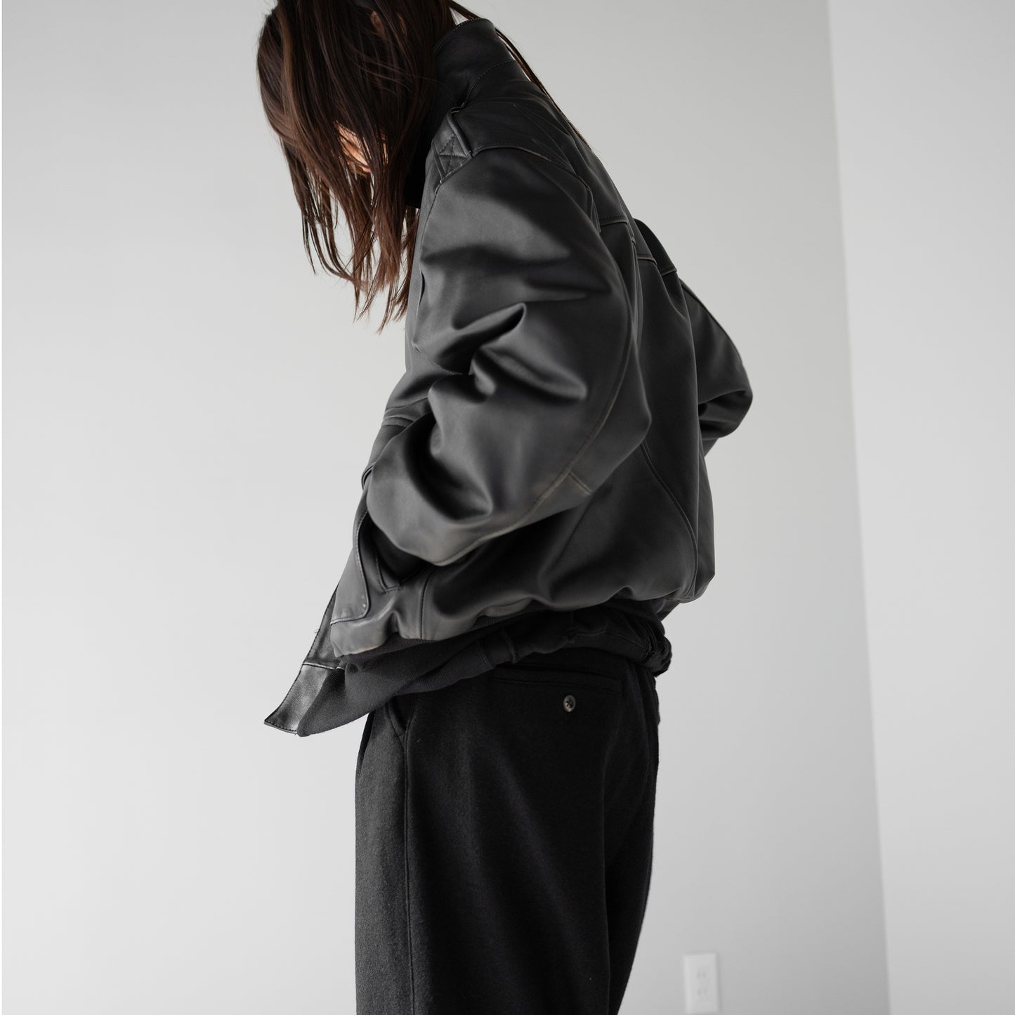 ssstein/ COW LEATHER VINTAGE FLIGHT JACKET "BLACK"