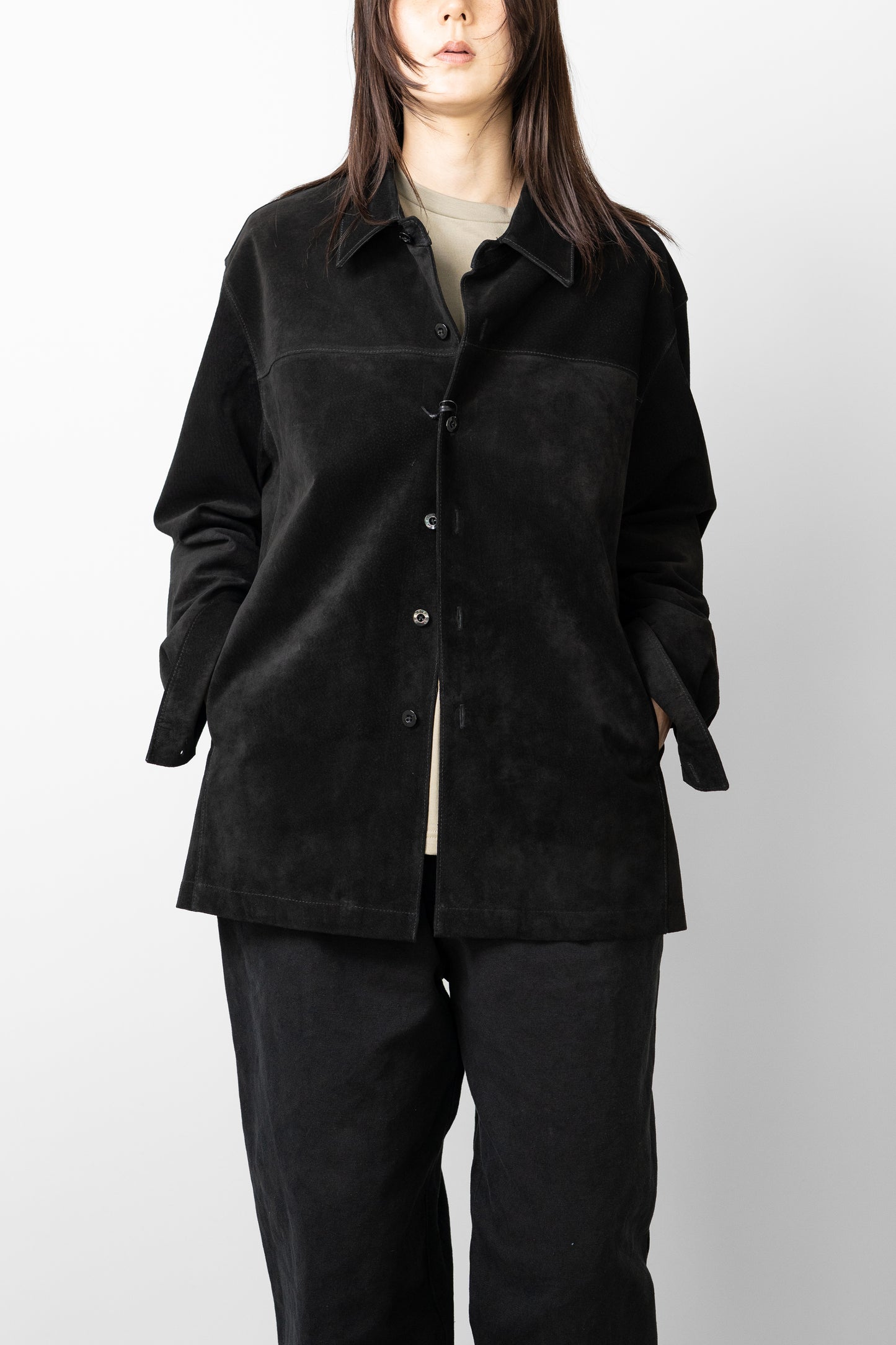 YOKE/ Pig Suede Shirt Jacket "BLACK"