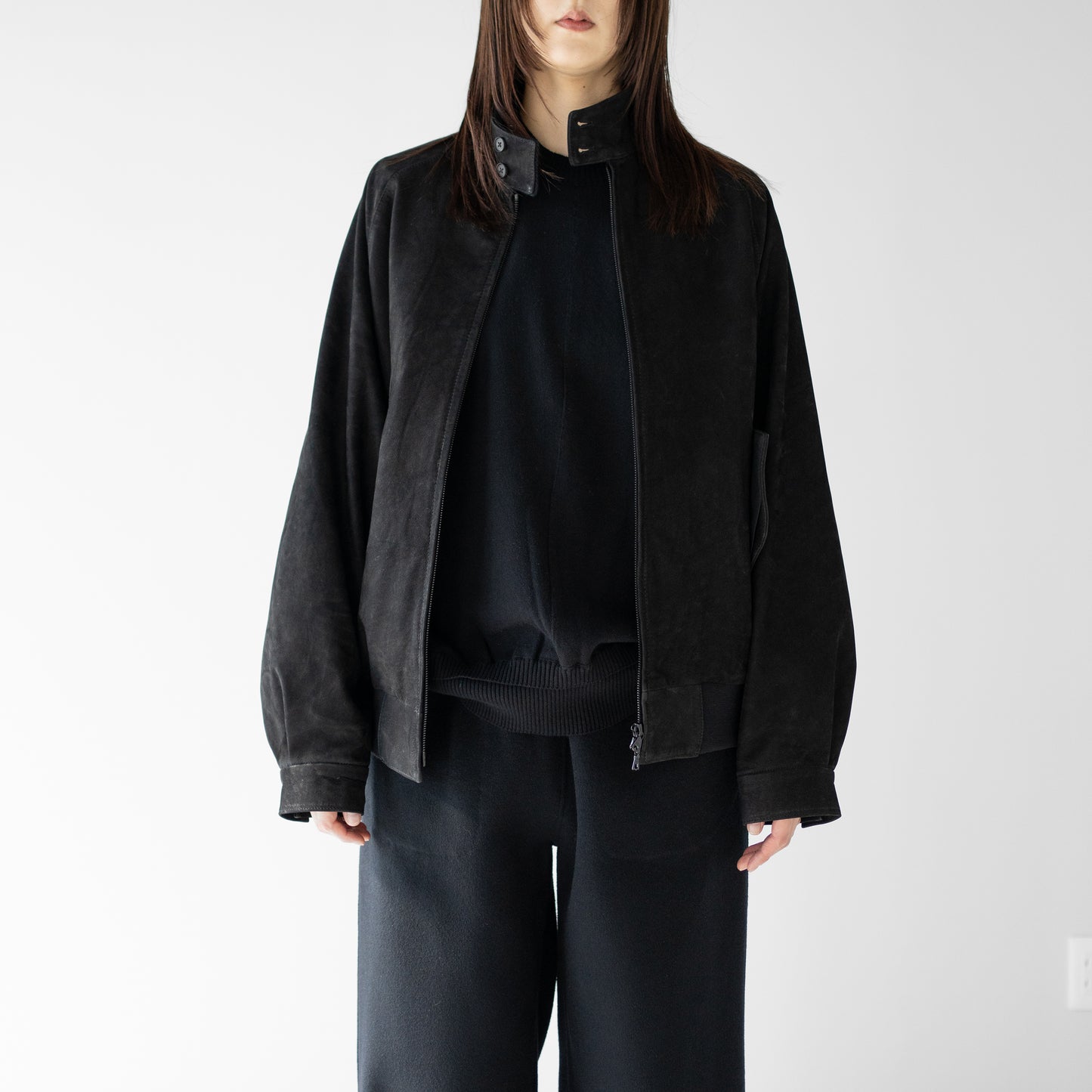ssstein/ COW NUBUCK SWING TOP JACKET "BLACK"