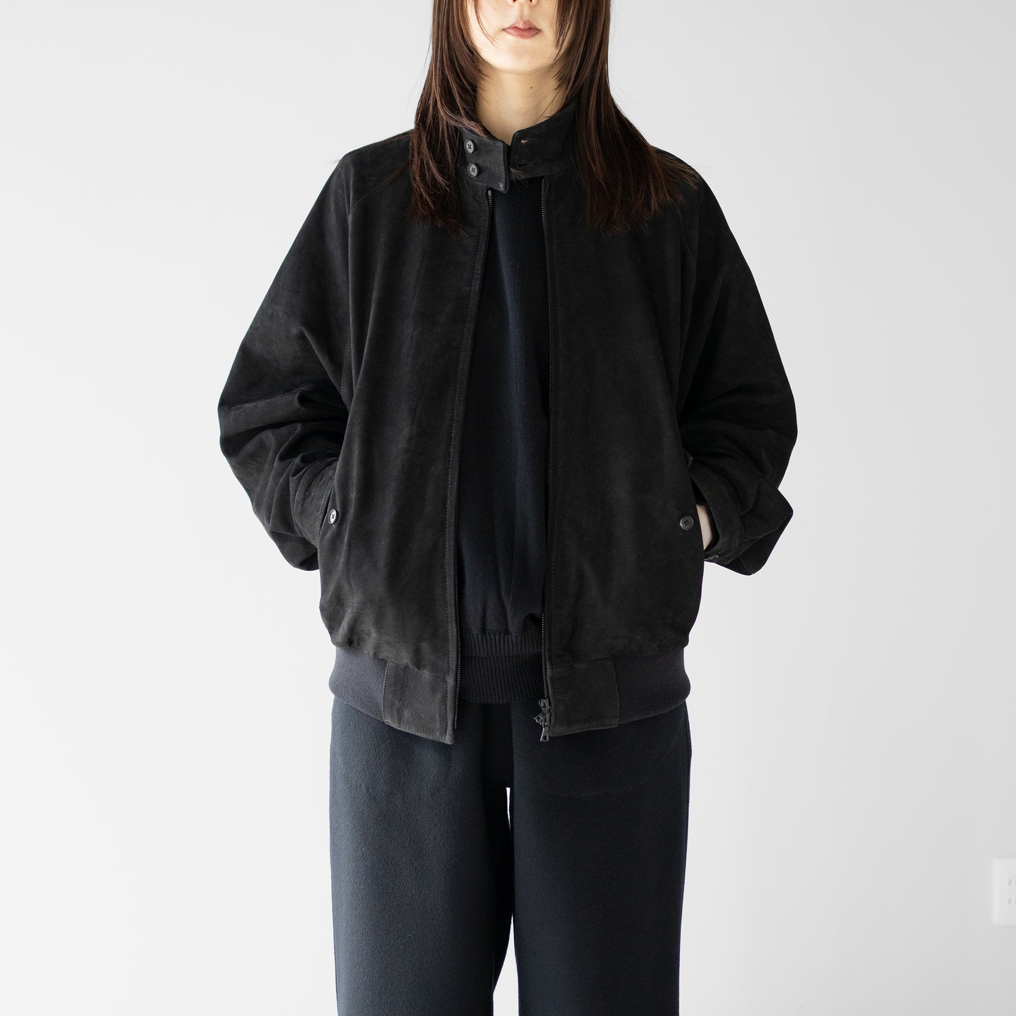 ssstein/ COW NUBUCK SWING TOP JACKET "BLACK"