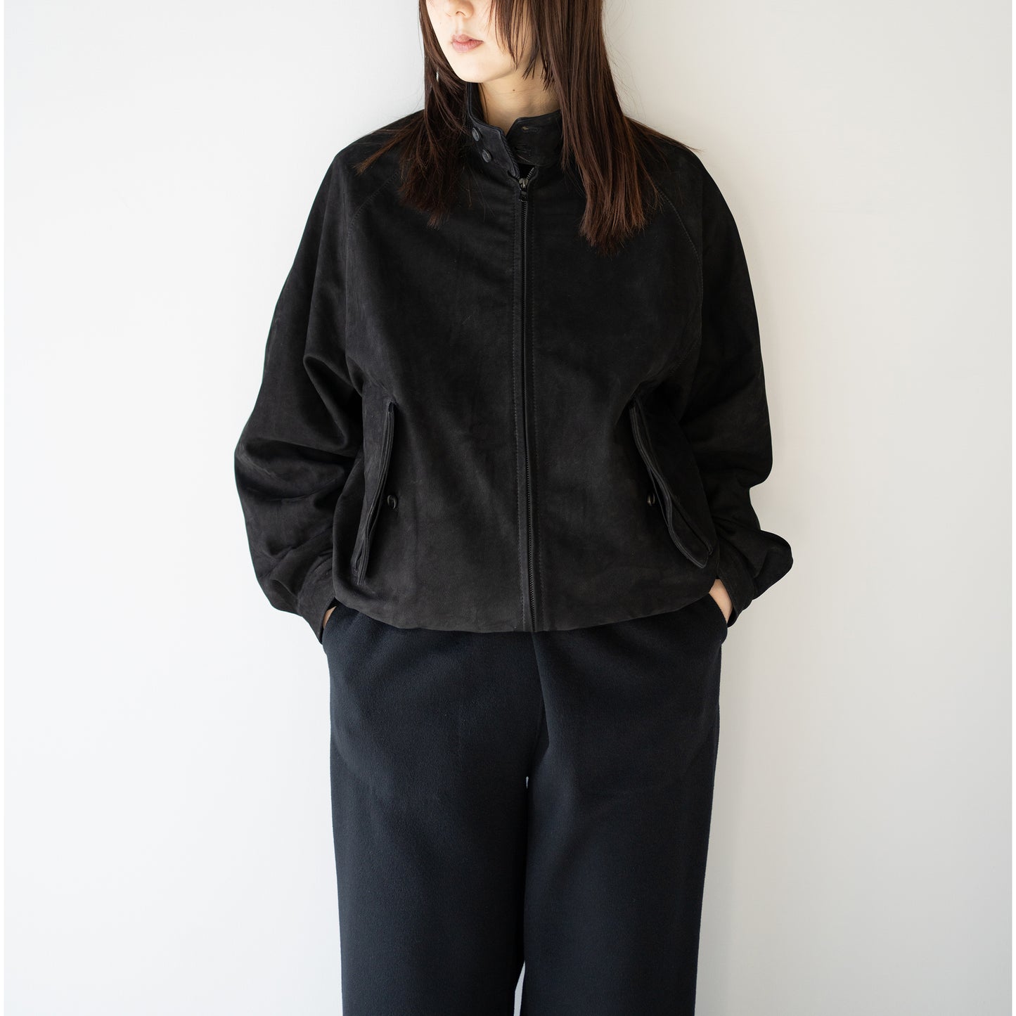 ssstein/ COW NUBUCK SWING TOP JACKET "BLACK"